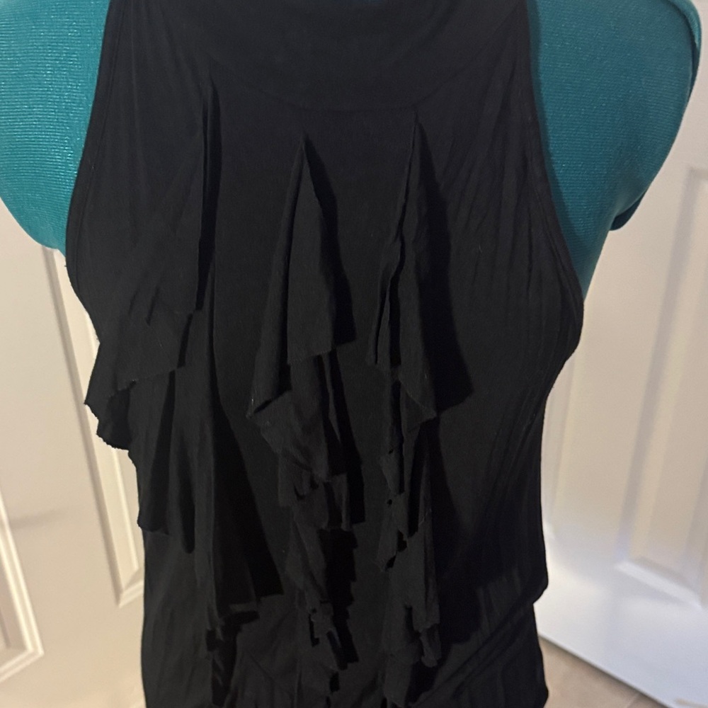Flirty Black Ruffle Tank Top - Picture 4 of 4